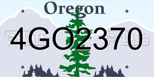 4GO2370 Oregon License Plate