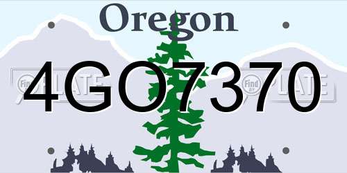 4GO7370 Oregon License Plate