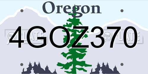 4GOZ370 Oregon License Plate