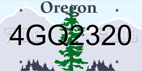 4GQ2320 Oregon License Plate