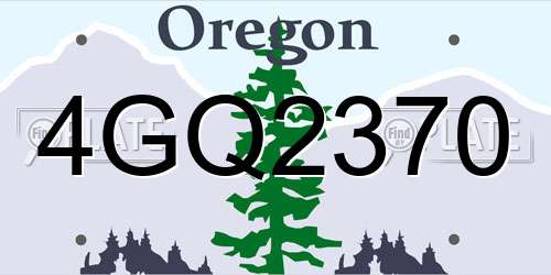 4GQ2370 Oregon License Plate