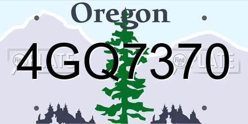 4GQ7370 Oregon License Plate