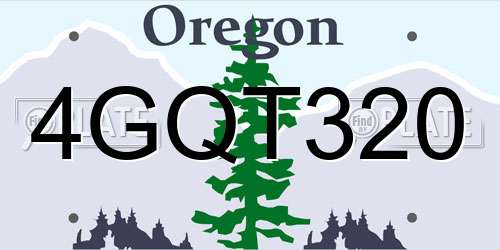 4GQT320 Oregon License Plate