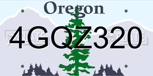 4GQZ320 Oregon License Plate