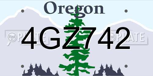 4GZ742 Oregon License Plate