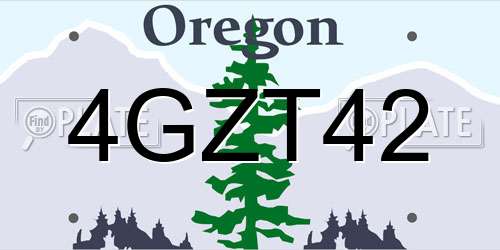 4GZT42 Oregon License Plate