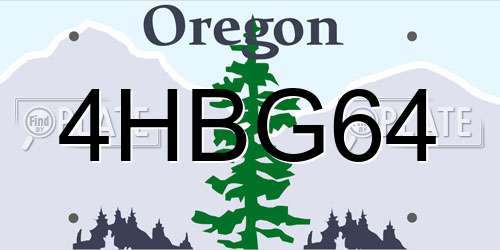 4HBG64 Oregon License Plate