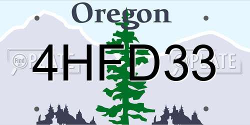 4HFD33 Oregon License Plate