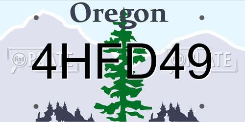 4HFD49 Oregon License Plate