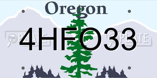 4HFO33 Oregon License Plate
