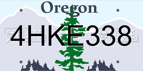 4HKE338 Oregon License Plate