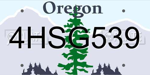4HSG539 Oregon License Plate