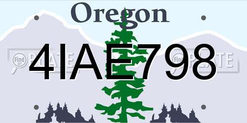 4IAE798 Oregon License Plate
