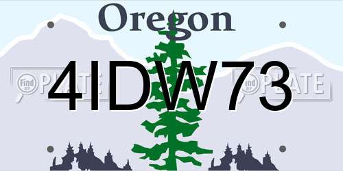 4IDW73 Oregon License Plate