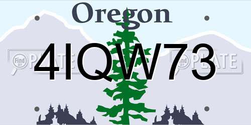 4IQW73 Oregon License Plate