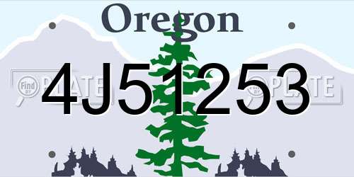 4J51253 Oregon License Plate