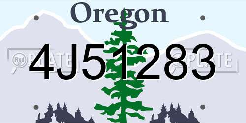 4J51283 Oregon License Plate