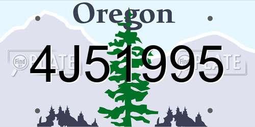 4J51995 Oregon License Plate