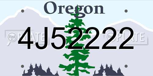 4J52222 Oregon License Plate