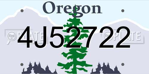 4J52722 Oregon License Plate