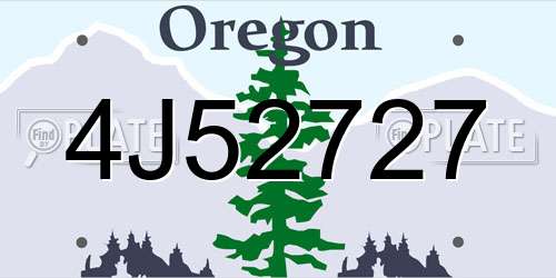4J52727 Oregon License Plate