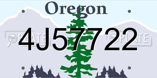 4J57722 Oregon License Plate