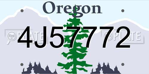 4J57772 Oregon License Plate