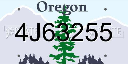 4J63255 Oregon License Plate