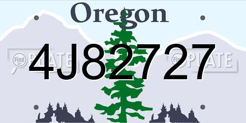 4J82727 Oregon License Plate
