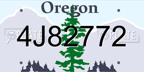 4J82772 Oregon License Plate