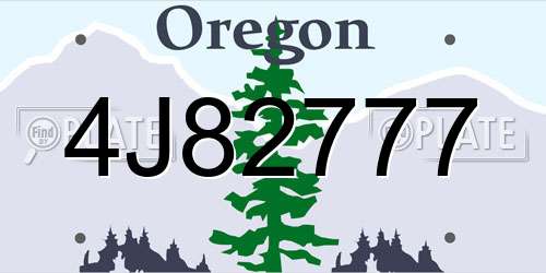 4J82777 Oregon License Plate