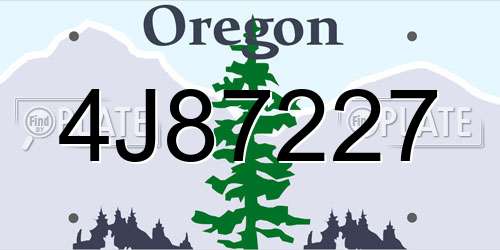 4J87227 Oregon License Plate