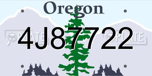 4J87722 Oregon License Plate