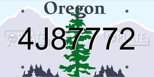 4J87772 Oregon License Plate