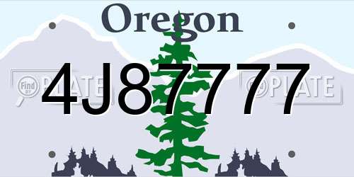4J87777 Oregon License Plate