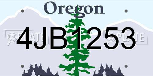 4JB1253 Oregon License Plate