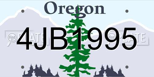 4JB1995 Oregon License Plate