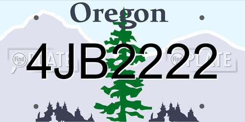 4JB2222 Oregon License Plate