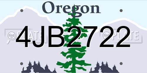 4JB2722 Oregon License Plate
