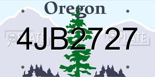 4JB2727 Oregon License Plate