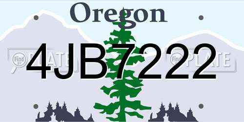 4JB7222 Oregon License Plate