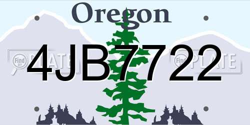 4JB7722 Oregon License Plate