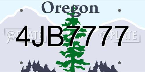 4JB7777 Oregon License Plate