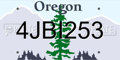 4JBI253 Oregon License Plate