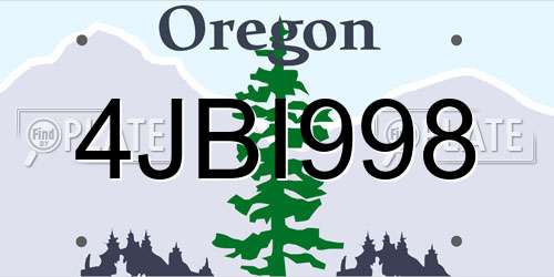 4JBI998 Oregon License Plate
