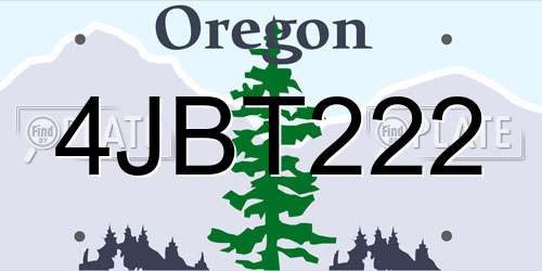 4JBT222 Oregon License Plate