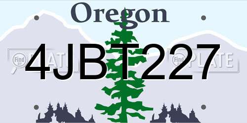 4JBT227 Oregon License Plate