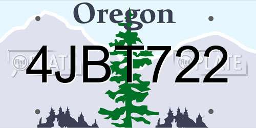 4JBT722 Oregon License Plate