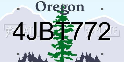 4JBT772 Oregon License Plate