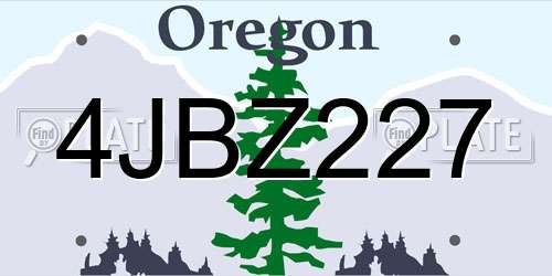 4JBZ227 Oregon License Plate